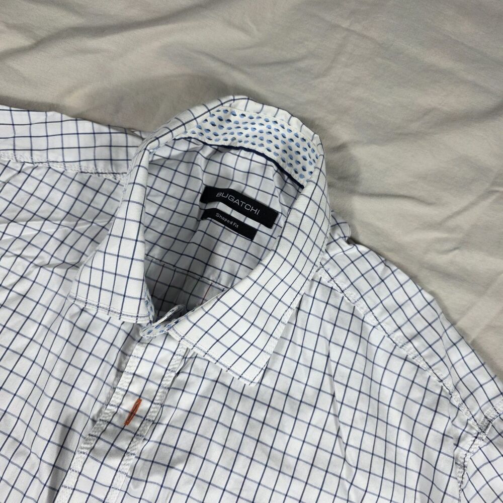Bugatchi Mens Shirt Checkered Long Sleeve Button Down Shirt Size Large